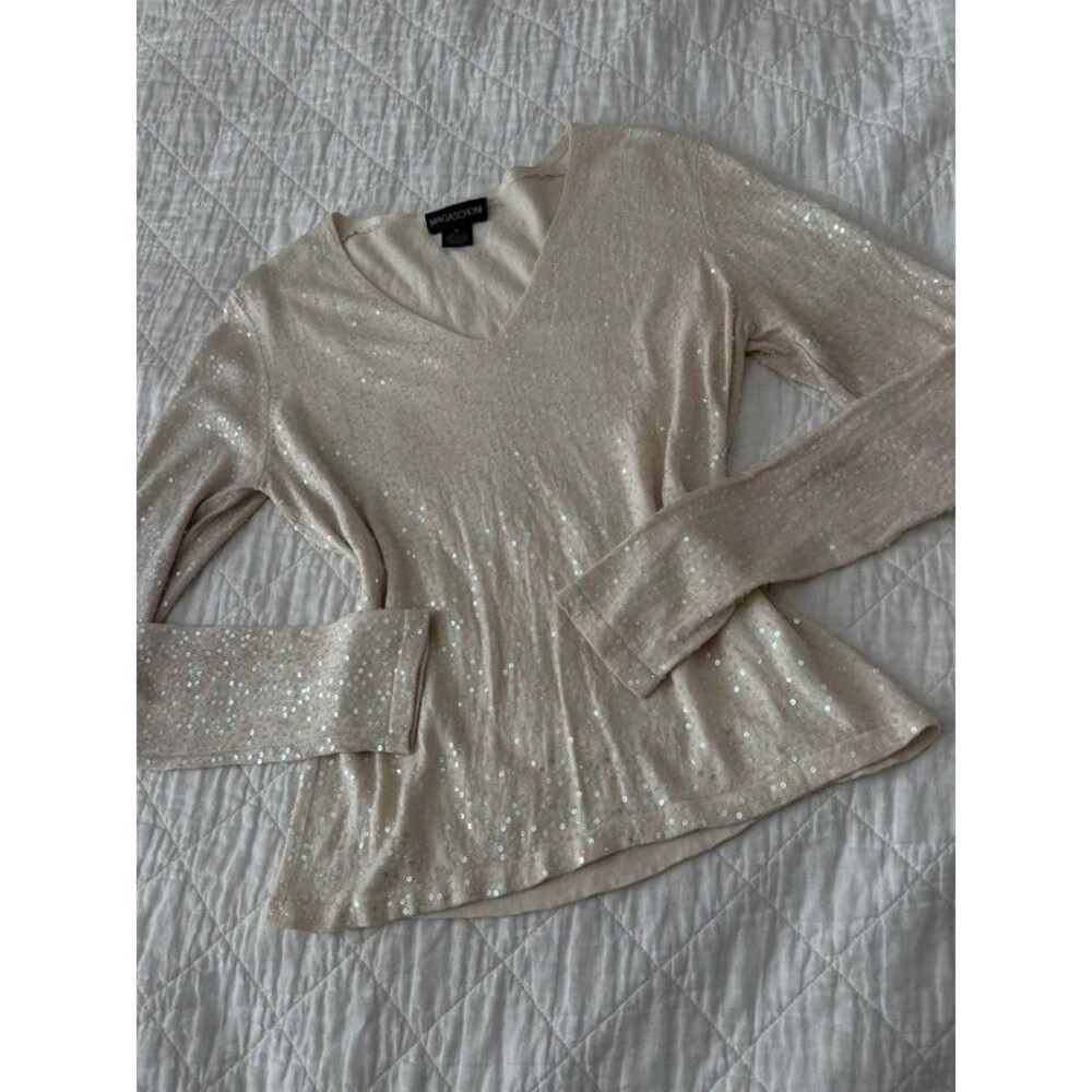 Magaschoni Silk Cotton Sequin knit sweater